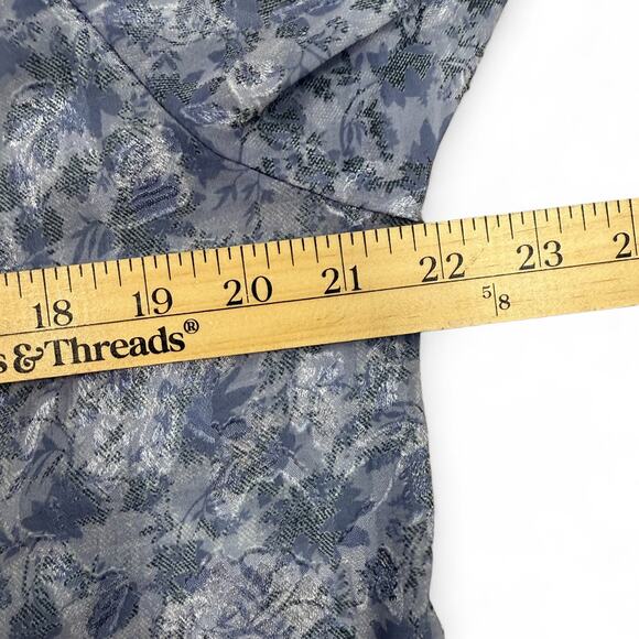 Cupio Metallic Silver Lavender Floral Blouse Top XL Boho Romantic Cottagecore - Picture 6 of 8